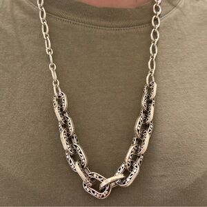 Brighton Silver-Tone Engraved Link Necklace